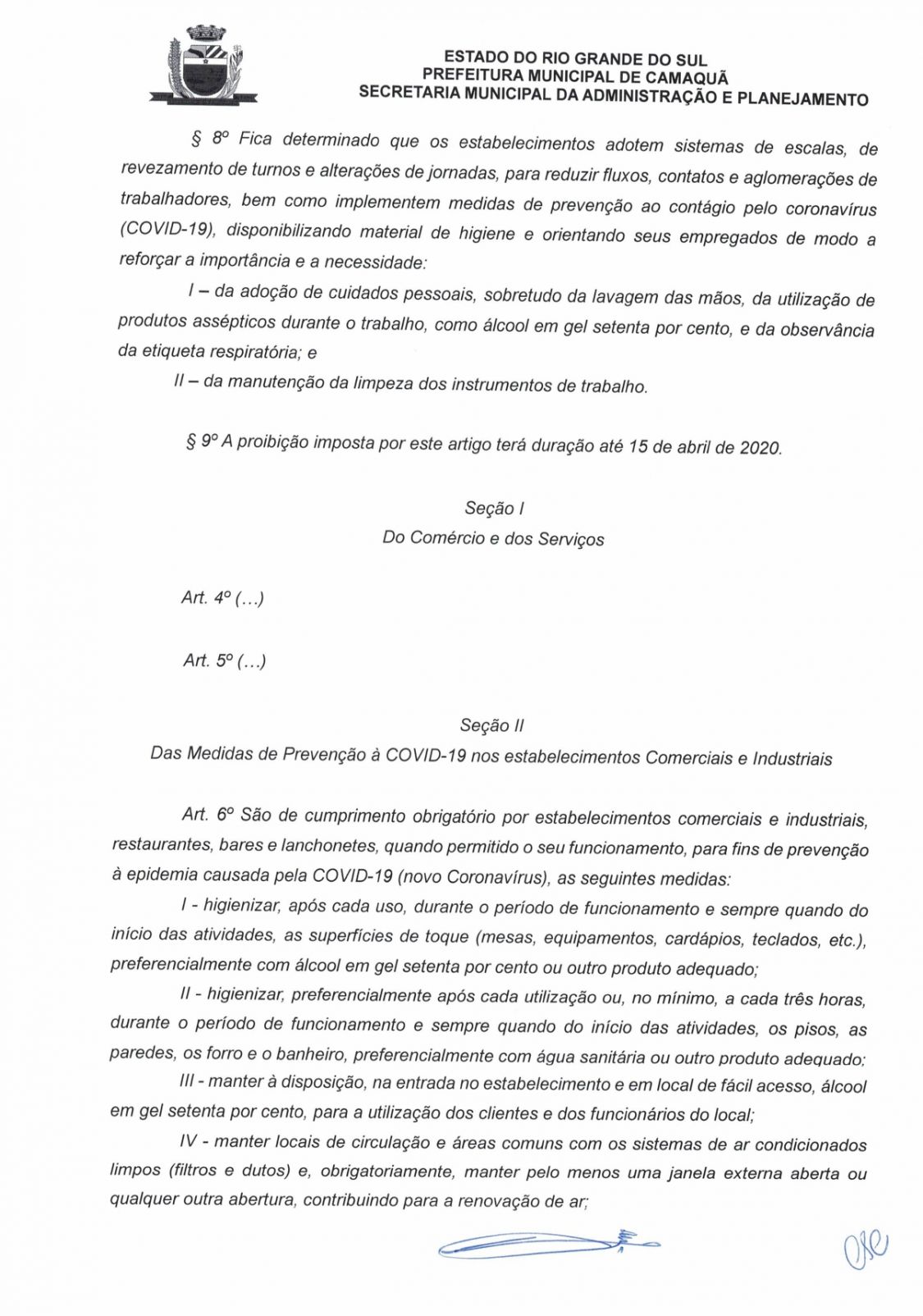 PREFEITURA MUNICIPAL: Alterações sobre atividades 