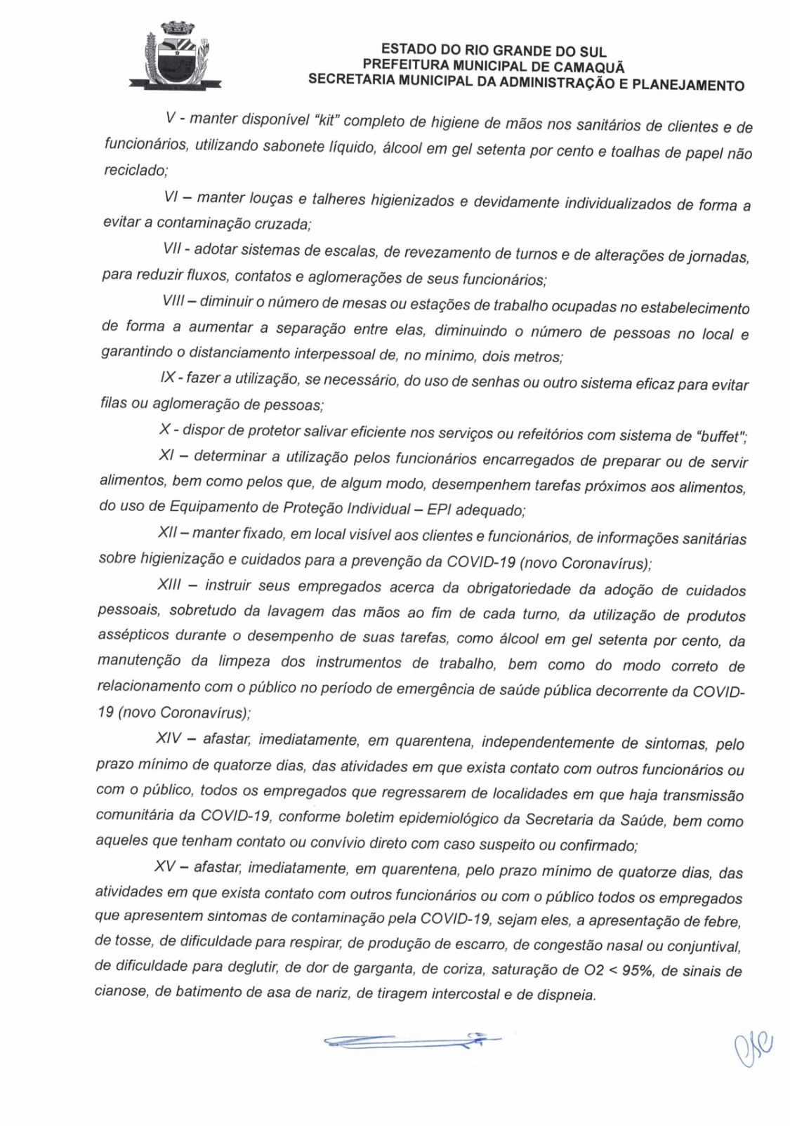 PREFEITURA MUNICIPAL: Alterações sobre atividades 