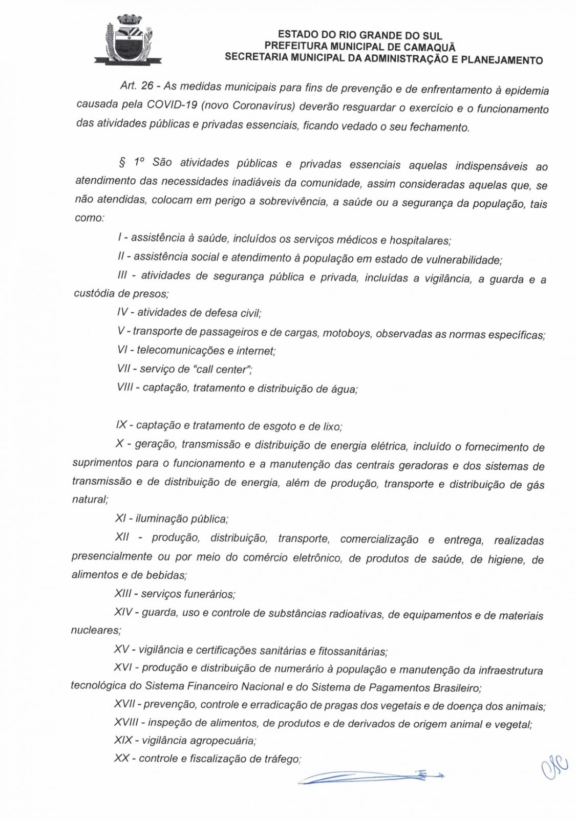 PREFEITURA MUNICIPAL: Alterações sobre atividades 