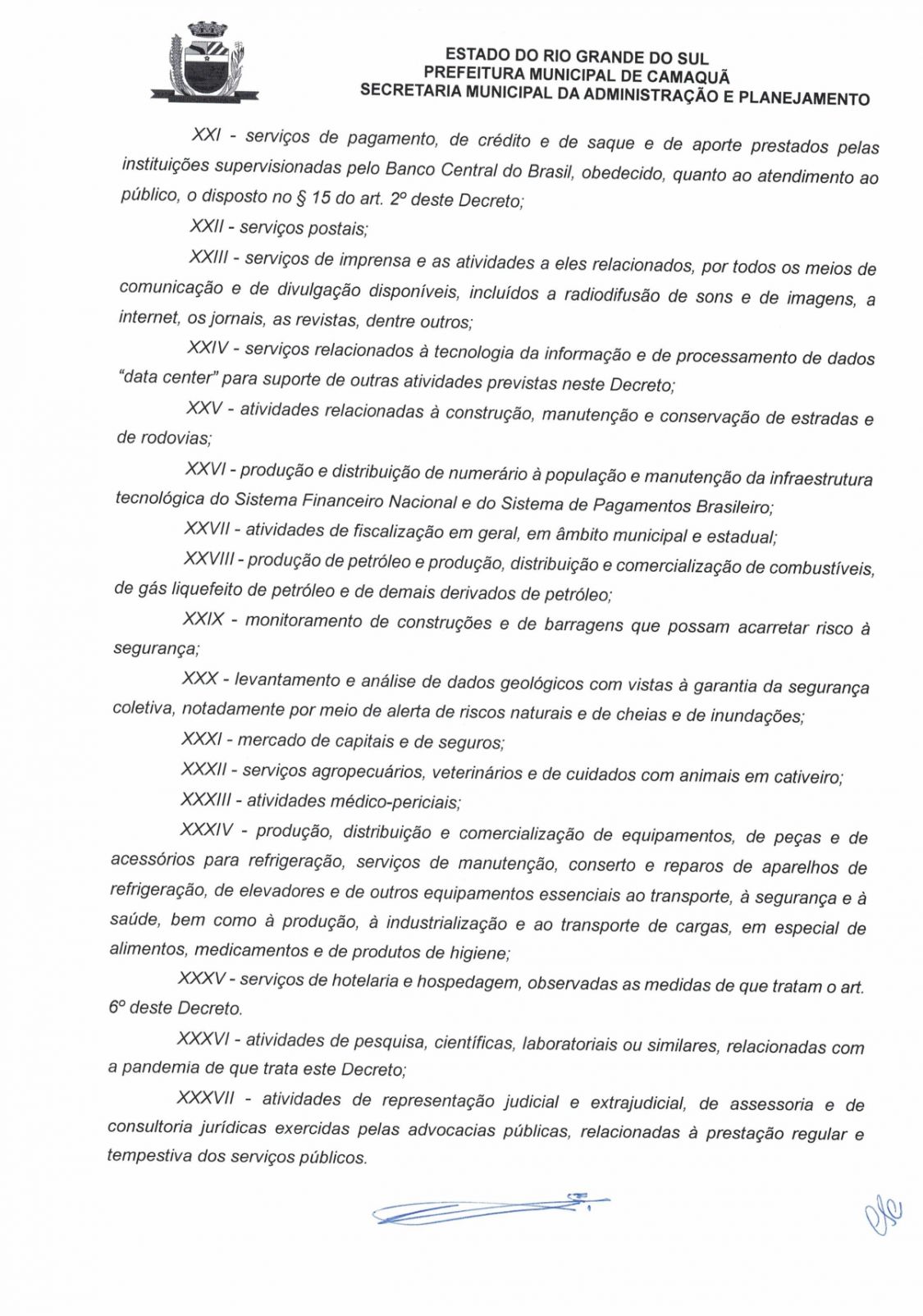 PREFEITURA MUNICIPAL: Alterações sobre atividades 