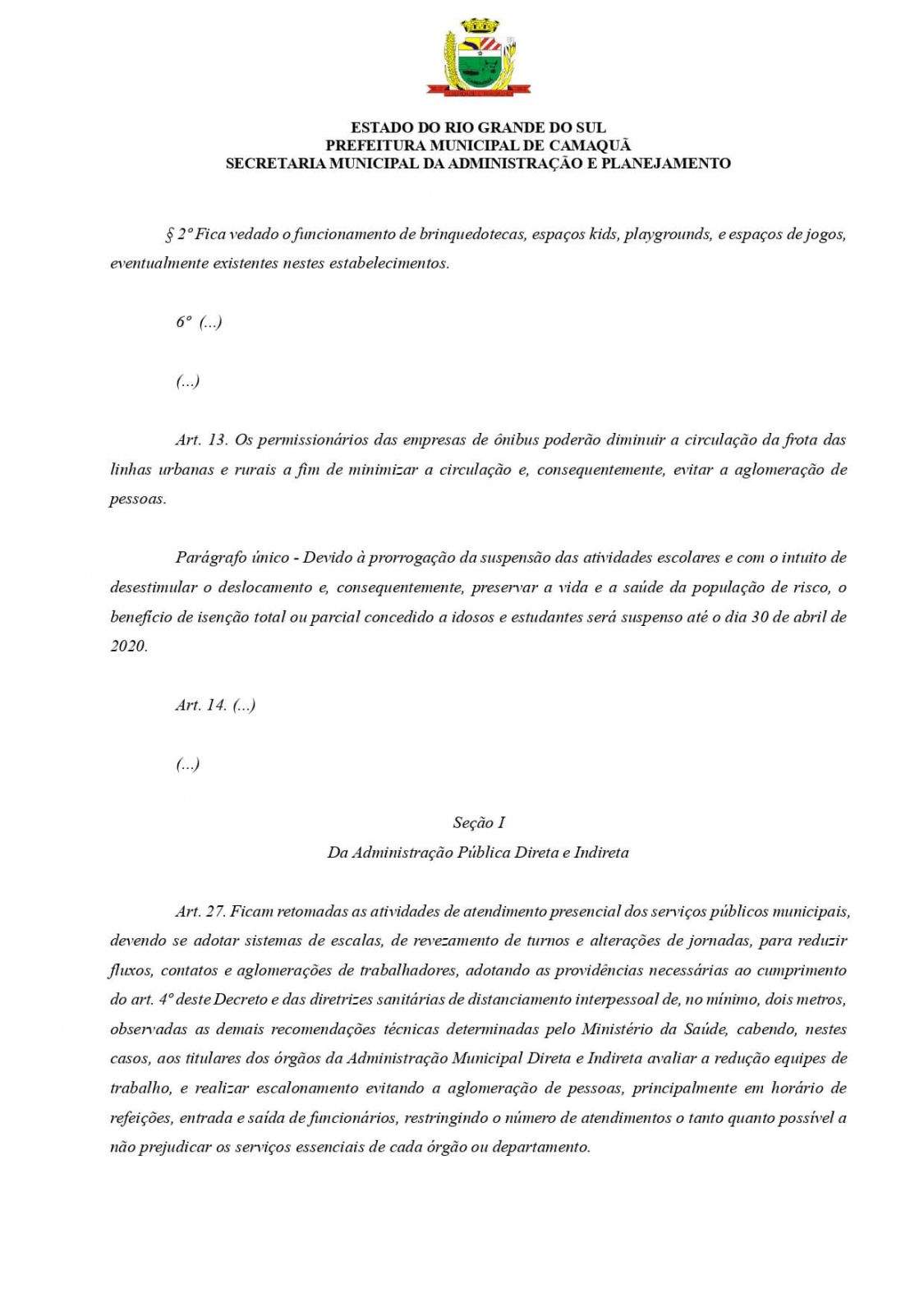 DECRETO Nº 23.343 - Abertura do Comércio de Camaquã
