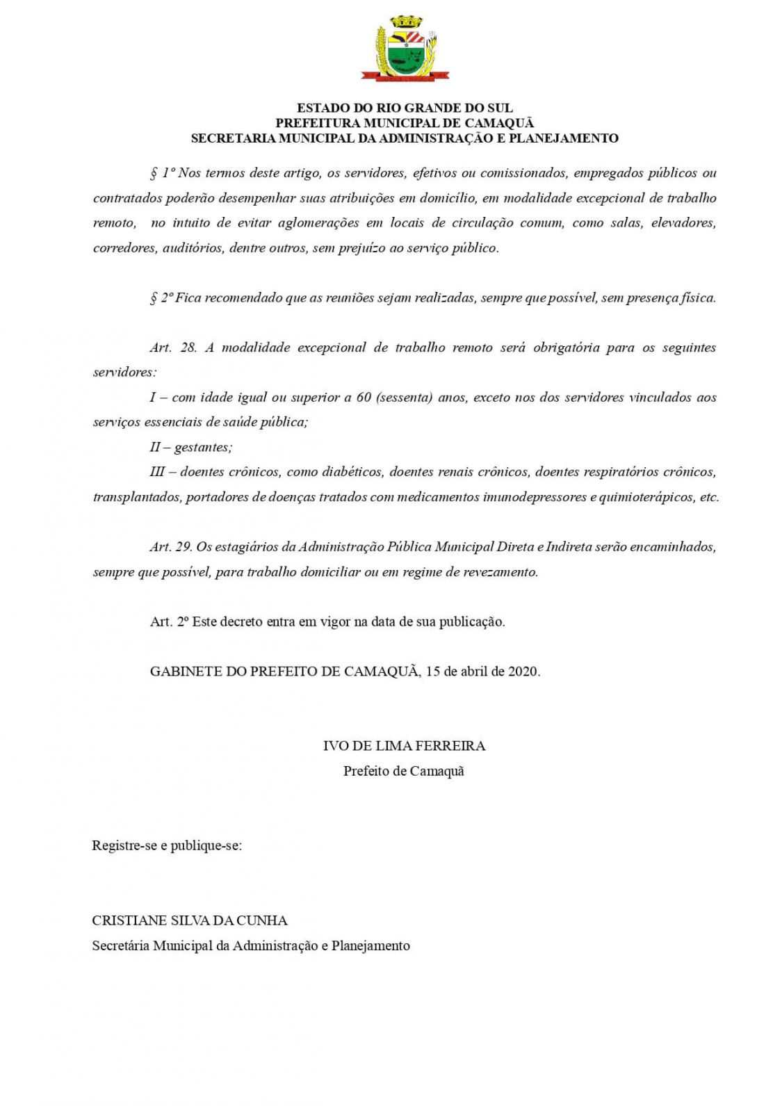 DECRETO Nº 23.343 - Abertura do Comércio de Camaquã