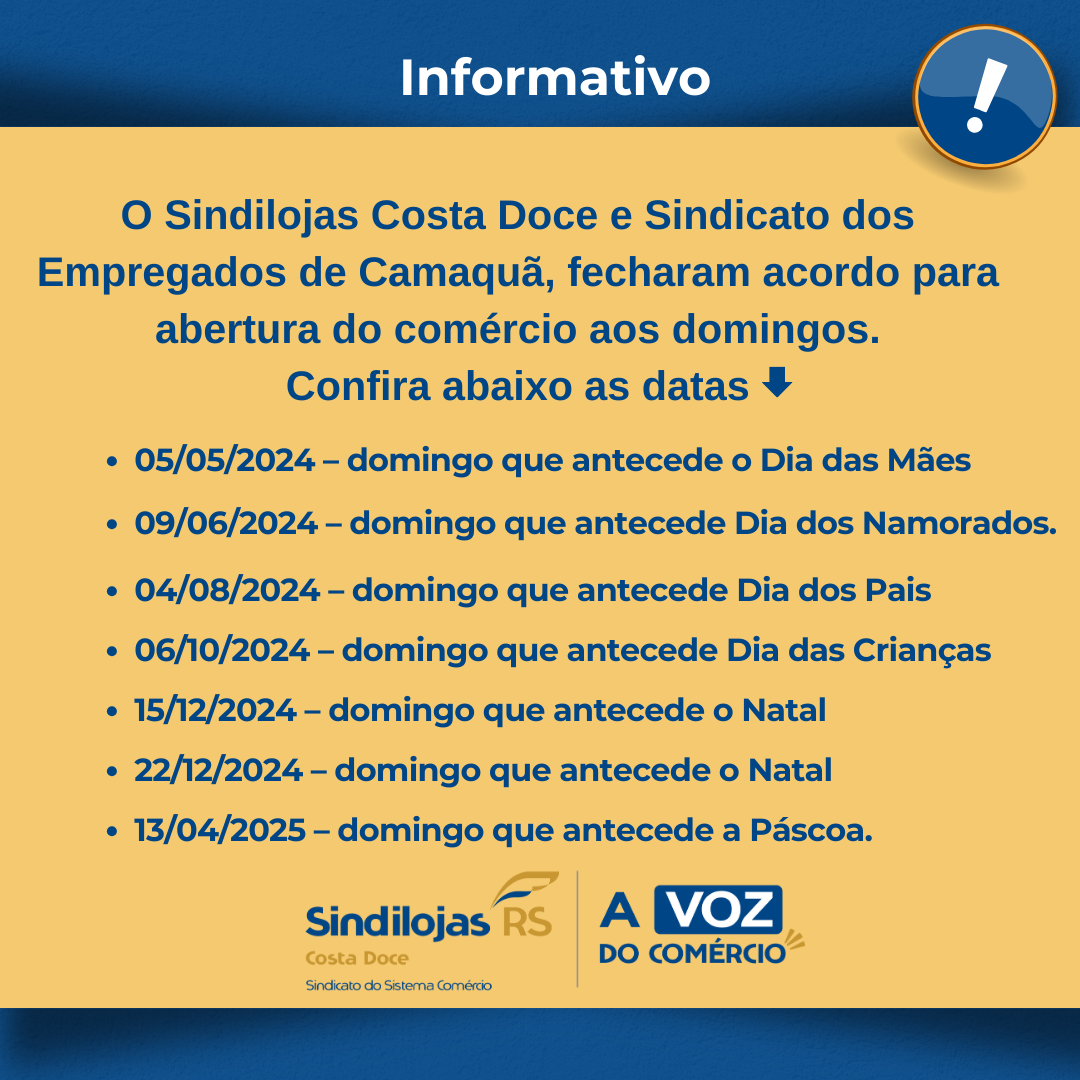 Informativo - Acordo de abertura do comércio