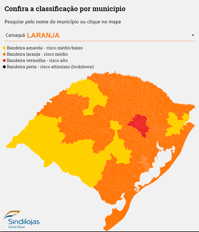 Camaquã é a cor Laranja no Modelo de Distanciamento RS
