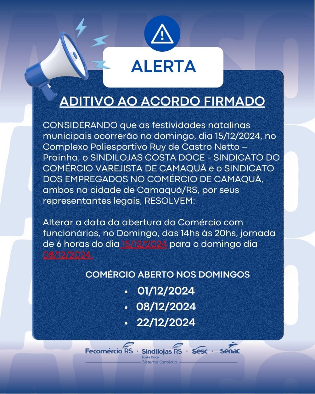 ADITIVO AO ACORDO FIRMADO