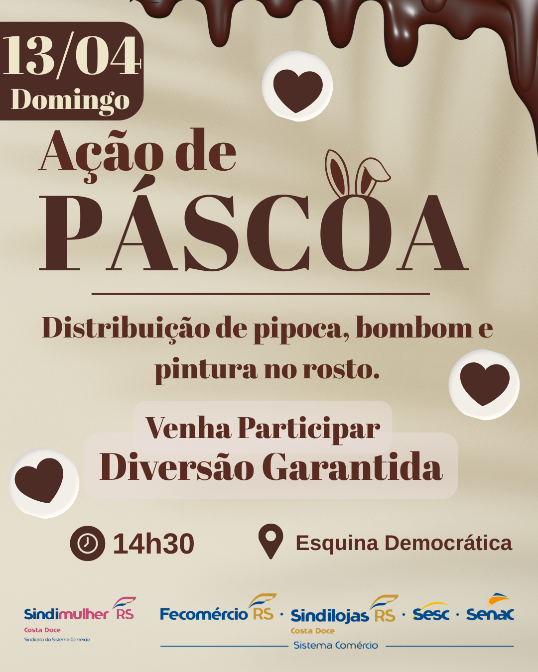 Ação de Páscoa promete diversão para toda a família na Esquina Democrática