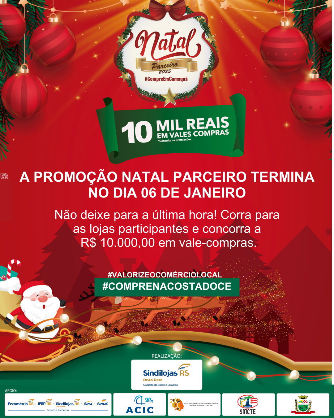Promoção Natal Parceiro vai sortear R$ 10 mil em vale-compras em Camaquã