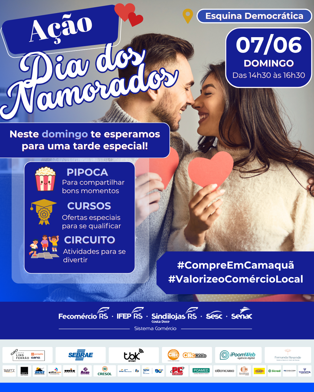 Ação de Dia dos Namorados movimenta a Esquina Democrática neste domingo